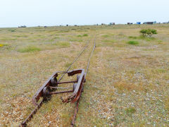 
Line 2, the solitary chassis, Dungeness fish tramways, June 2013